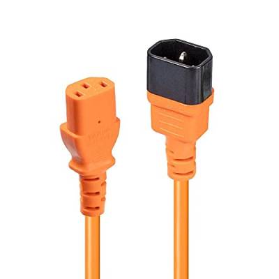 LINDY Spannungsversorgungs-Verlängerungskabel - IEC 320 EN 60320 C13 bis IEC 320 EN 60320 C14-1 m, 30474, orange, 1m von LINDY