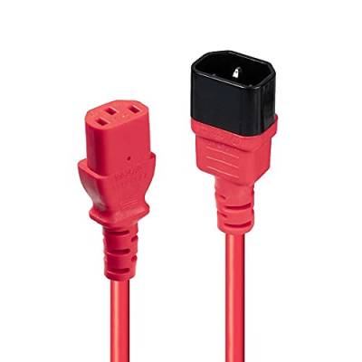 LINDY Spannungsversorgungs-Verlängerungskabel - IEC 320 EN 60320 C13 bis IEC 320 EN 60320 C14-50 cm, 30476, rot, 0,5 m von LINDY