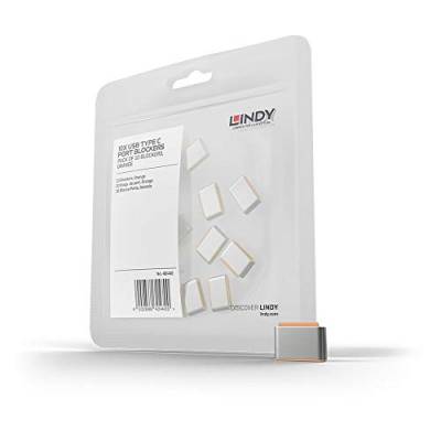 LINDY USB-C® Port Schloss 10er Set Orange ohne Schlüssel 40440 von LINDY