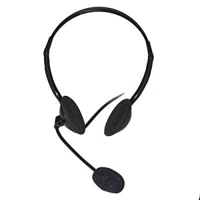 LINK,LKHS01,Kopfhörer AA8mit schwenkbaremMikrofon, USB-Anschluss undLautstärkeregler, Schwarz von LINK