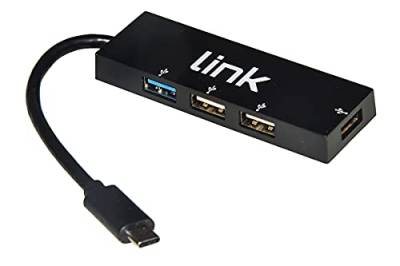 LINK LKCCH03 Hub 4 Ports mit 1 USB-Port 3.0 und 3 USB-Ports 2.0 mit Typ C von LINK