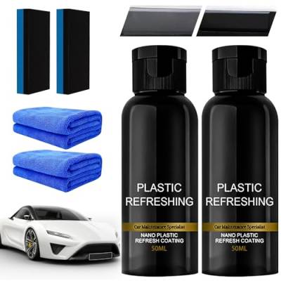 100ML Kunststoffteile Kristalline Beschichtung, 2 Stück Reparaturmittel für Autokunststoffe, Kunststoffpflege Auto, Crystal Coating Kunststoff Plastik Refresher Auto Schwarz, Plastic Refreshing Auto von LUCERY-TÖYER