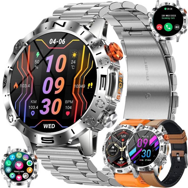 LWEARKD Smartwatch (1,43 Zoll, Android iOS), Fitnessuhr Tracker 123 Sportmodi Uhren IP68 Wasserdicht/SpO2 Sportuhr von LWEARKD