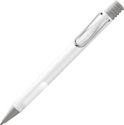 LAMY safari moderner Kugelschreiber 219 aus robustem Kunststoff in weiß mit ergonomischem Griff und selbstfederndem Metallclip, inkl. Großraummine LAMY M 16 M blau von Lamy