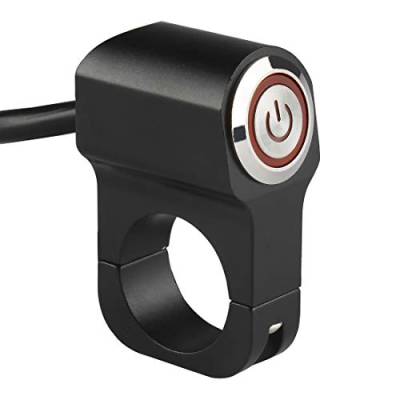 Larcele Motorrad Lenkerschalter Druckschalter für Motorrad Scheinwerfer mit Ring und Leistung Symbol Kontrollleuchte, Universal Durchmesser 22mm SBKG-06 MEHRWEG (Rot Kontrollleuchte) von Larcele