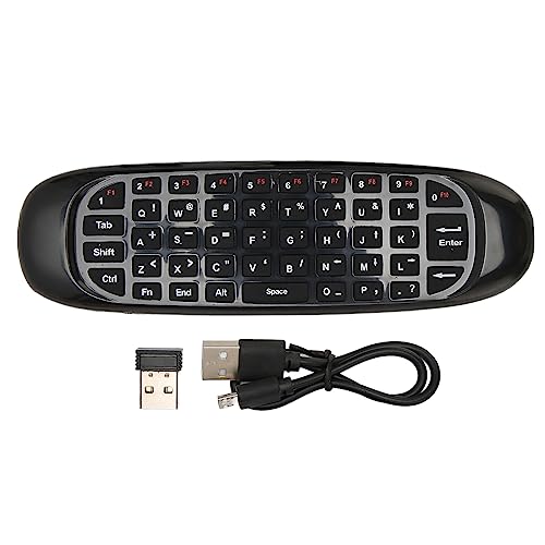 Lazmin112 Air Mouse, Air-Fernbedienung mit USB-Empfänger, 10 M, 3-Achsen-Sensor, Full-QWERTY-Fernbedienung, Maus, Plug-and-Play für TV, PC, Media-Player, 200 MAh von Lazmin112