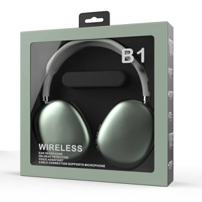 Lazmin112 Bluetooth-Kopfhörer, Kabellose Over-Ear-Kopfhörer, Faltbares, Leichtes HiFi-Stereo-Headset, Kopfhörer mit Geräuschunterdrückung und Mikrofon, für Reisen, Zuhause, Büro (Green) von Lazmin112