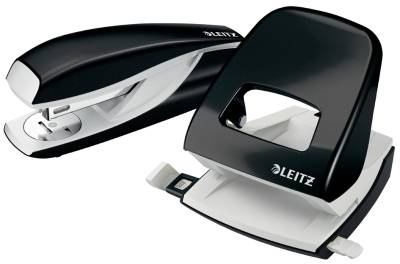 LEITZ Heftgerät- & Locher-Set Nexxt WOW, schwarz-metallic von Leitz