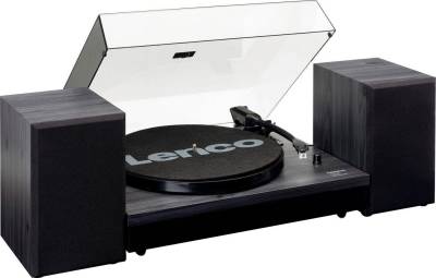 Lenco LS-300BK Plattenspieler mit ext. Lautsprechern Plattenspieler (Riemenantrieb) von Lenco