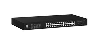 LevelOne GEP-2841 28-Port Web Smart Gigabit PoE Switch, 2 x Uplink SFP, 2 x Uplink RJ45, 24 PoE Ausgänge, 375W PoE Power Budget von LevelOne