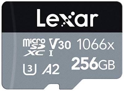 Lexar Professional 1066x Micro SD Karte 256GB, Speicherkarte microSDXC UHS-I SILVER Serie, Enthält SD-Adapter, Bis Zu 160MB/s Lesegeschwindigkeit, für Action-Kamera, Drohnen, Handy (LMS1066256G-BNAAG) von Lexar