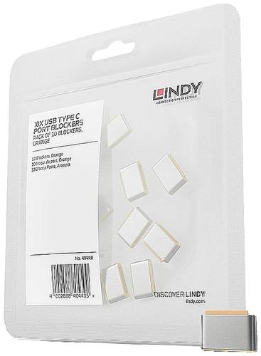 LINDY USB-C® Port Schloss 10er Set Orange ohne Schlüssel 40440 von Lindy