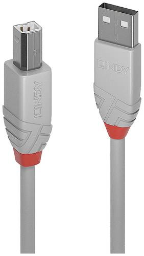 LINDY USB-Kabel USB 2.0 USB-A Stecker, USB-B Stecker 2.00m Grau 36683 von Lindy