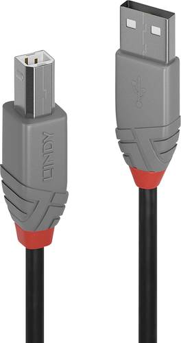 LINDY USB-Kabel USB 2.0 USB-A Stecker, USB-B Stecker 2.00m Schwarz 36673 von Lindy
