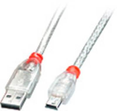 LINDY USB-Kabel USB 2.0 USB-A Stecker, USB-Mini-B Stecker 5.00m Transparent 41785 von Lindy
