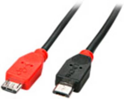 LINDY USB-Kabel USB 2.0 USB-Micro-B Stecker, USB-Micro-B Stecker 2.00m Schwarz mit OTG-Funktion 3176 von Lindy
