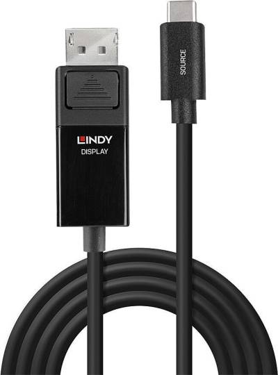 Lindy - Adapterkabel - USB-C (M) zu DisplayPort (W) - DisplayPort 1.2 - 2 m - rund, unterstützt 4K 60 Hz (3840 x 2160) - Schwarz von Lindy