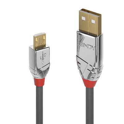 Lindy CROMO - USB-Kabel - USB (M) bis Micro-USB Typ B (M) - USB2.0 - 1,0m - rund - Grau (36651) von Lindy