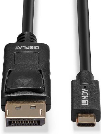 Lindy - USB-/DisplayPort-Kabel - USB-C (M) bis DisplayPort (M) - USB 3,1 / DisplayPort 1,2 - 5,0m - rund, aktiv, unterstützt 4K 60 Hz (4096 x 2160) - Schwarz (43305) von Lindy