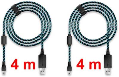 Lioncast Ladekabel/USB-Kabel/Controllerkabel für Controller der PS4, 4m schwarz/blau Micro-USB/Unverzichtbares Playstation 4 Zubehör für jeden Zocker - 2 Stück von Lioncast