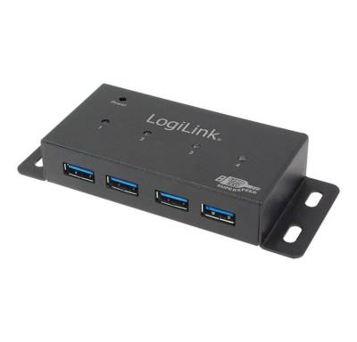 LogiLink UA0149 USB-Adapter, USB 3.0 HUB 4-Port Metall Gehäuse Power Display schwarz von LogiLink