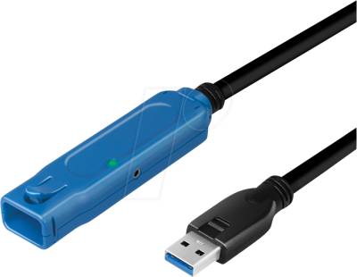 LOGILINK UA0401 - USB 3.0 Kabel, A Stecker auf Buchse, Verstärker, blau/schwarz, 3 von Logilink