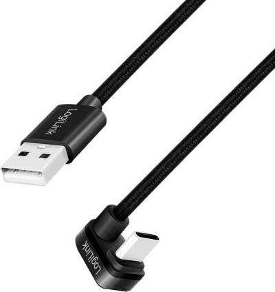LOGILINK USB 2.0 Typ-C Kabel CU0192, USB-A, Alu, schwarz, 1 m von Logilink