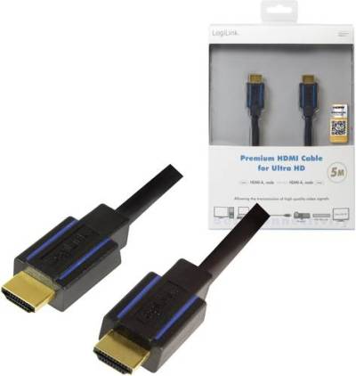 LogiLink HDMI Anschlusskabel HDMI-A Stecker, HDMI-A Stecker 5.00m Schwarz CHB006 HDMI-Kabel von Logilink