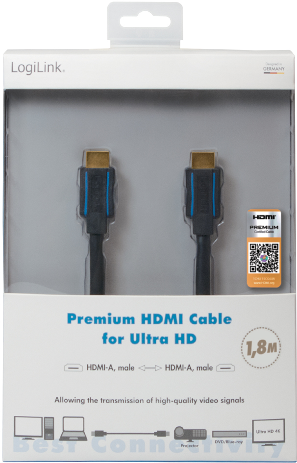 LogiLink Premium HDMI Kabel für Ultra HD, 5,0 m, schwarz von Logilink