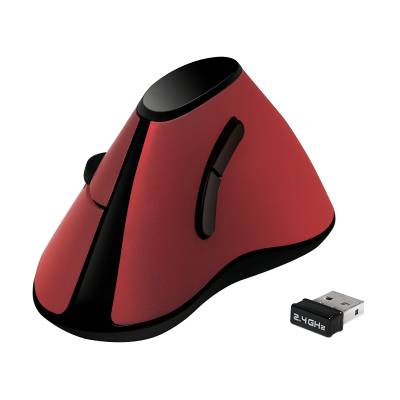 Logilink Ergonomic Vertical - Maus - optisch - 5 Tasten - drahtlos - 2.4 GHz - kabelloser Empfänger (USB) - Rot (ID0159) von Logilink