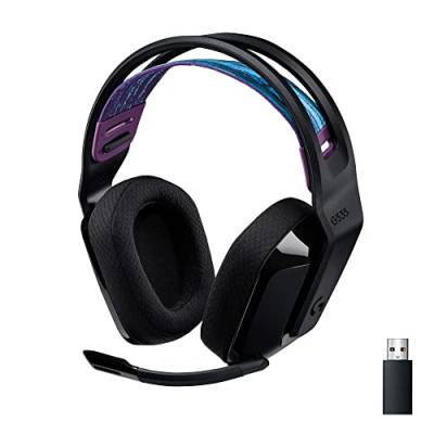 Logitech G535 LIGHTSPEED kabelloses Gaming-Headset – leichter Kopfhörer, Flip-Stummschaltung, Stereo, kompatibel mit PC, PS4, PS5, wiederaufladbar über USB – Schwarz von Logitech G