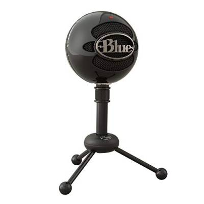 Blue Snowball USB-Mikrofon für Aufnahmen, Streaming, Podcasting, Gaming auf PC und Mac, Kondensatormikrofon mit Nieren- und Kugelcharakteristik und stilvollem Retro-Design - Schwarz (Generalüberholt) von Logitech for Creators