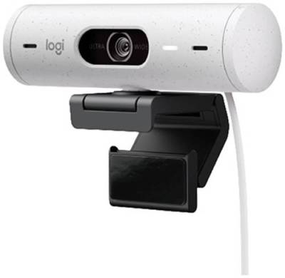 Logitech Brio 500 Full HD-Webcam Klemm-Halterung, Stereo-Mikrofon, Integrierte Abdeckblende von Logitech