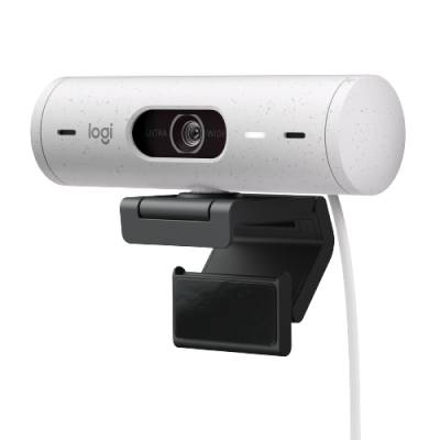 Logitech Brio 500 Webcam - Off White, Full-HD Auflösung, 90°-Sichtfeld, 2 Mikrofone, Abdeckblende von Logitech