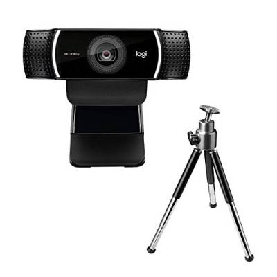 Logitech C922 PRO Webcam mit Stativ, Full-HD 1080p, 78° Sichtfeld, Autofokus, Belichtungskorrektur, H.264-Kompression, USB-Anschluss, Für Streaming via OBS, Xsplit, etc. - Schwarz von Logitech