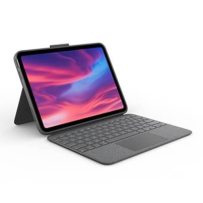 Logitech Combo Touch Case mit abnehmbarer Tastatur für iPad (10. Generation), großes Trackpad, hintergrundbeleuchtete in Standardgröße und Smart Connector Technologie, Deutsches QWERTZ, Grau von Logitech