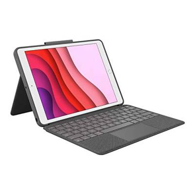 Logitech Combo Touch für iPad (7., 8. und 9. Generation) Schutzcase mit Präzisions-Trackpad, Notebook-ähnlicher Tastatur mit Hintergrundbeleuchtung, Smart Connector, Deutsches QWERTZ-Layout - Schwarz von Logitech