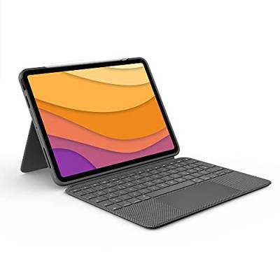 Logitech Combo Touch iPad Air (4. und 5. gen - 2020, 2022) Keyboard Case - Abnehmbare Tastatur mit Hintergrundbeleuchtung - Click-Anywhere Trackpad, Smart Connector, Deutsches QWERTZ-Layout - Grau von Logitech