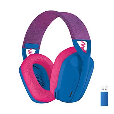 Logitech G435 LIGHTSPEED Kabelloses Bluetooth-Gaming-Headset, Leichte Over-Ear-Kopfhörer, Integrierte Mikrofone, 18h Akku, Kompatibel mit Dolby Atmos, PC, PS4, PS5, Handy, Nintendo Switch - Blau von Logitech