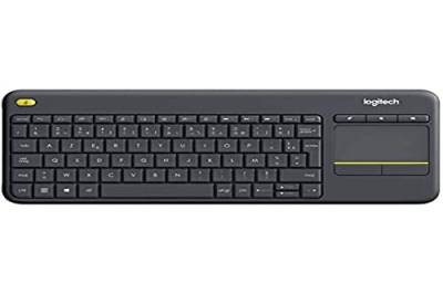 Logitech K400 Plus Kabellose Touch-TV-Tastatur mit integriertem Touchpad, Französisches AZERTY-Layout - Schwarz von Logitech