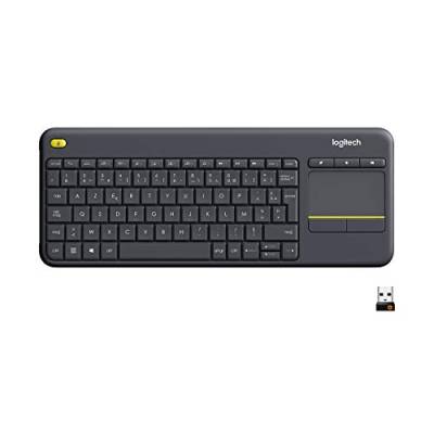 Logitech K400 Plus Kabellose Touch-TV-Tastatur mit integriertem Touchpad, Skandinavisches QWERTY-Layout - Schwarz von Logitech