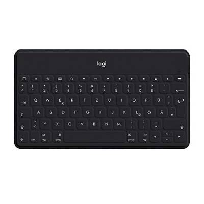 Logitech Keys-to-Go Kabellose Tablet-Tastatur, Bluetooth, iOS-Sondertasten, Ultraleicht & Geräuschlos, 3-Monate Akkulaufzeit, Fürs Tablet und Smartphone, Deutsches QWERTZ-Layout - Schwarz von Logitech