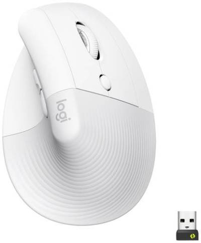 Logitech Lift Vertical Ergonomic Mouse Ergonomische Maus Bluetooth®, Funk Optisch Weiß 6 Tasten 40 von Logitech