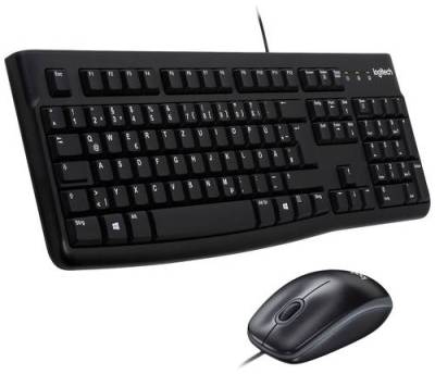 Logitech MK120 Desktop USB Tastatur, Maus-Set Spritzwassergeschützt Deutsch, QWERTZ Schwarz von Logitech