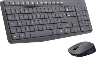 Logitech MK235 Funk Tastatur, Maus-Set Spritzwassergeschützt Deutsch, QWERTZ Schwarz von Logitech