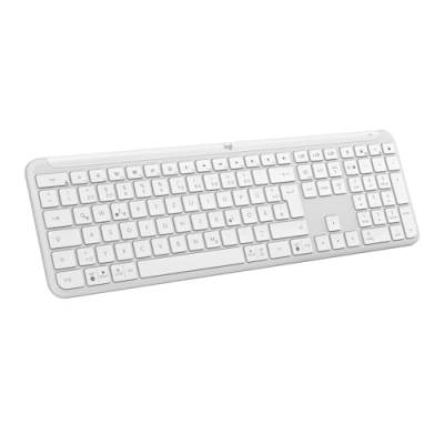 Logitech Signature Slim K950 kabellose Tastatur, schlankes Design, Wechseln zwischen Geräten beim Tippen, leises Tippen, Bluetooth, Multi-OS, Windows, Mac, Chrome, DEU QWERTZ-Layout, Weiß von Logitech