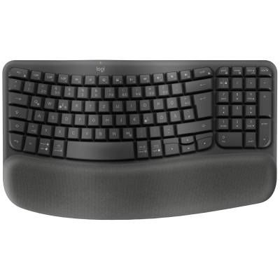 Logitech WAVE KEYS, schwarz - Kabellose ergonomische Tastatur mit gepolsterter Handballenauflage von Logitech
