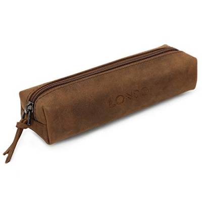 Londo Feder-, Bleistift- und Kosmetiketui aus echtem Leder mit Reißverschluss – Tasche für Schreibwaren von Londo