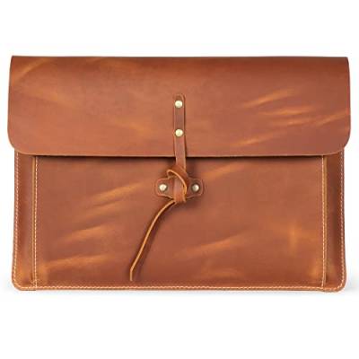 Londo Real Grain Leather MacBook Pro Case with Front Pocket & Flap Closure (Kamel, 13 Zoll), OTTO500 von Londo