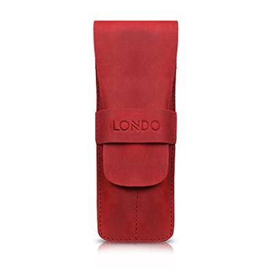 Londo Stifteetui aus echtem Leder mit 2 Fächern und Schutzhülle., OTTO447, Rot, Einheitsgröße von Londo